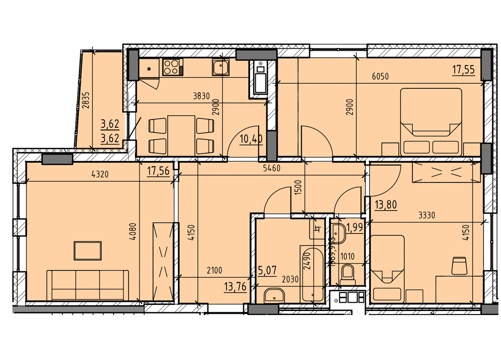 2-комнатная 83.74 м² в ЖК Topolis от 18 548 грн/м², Львов