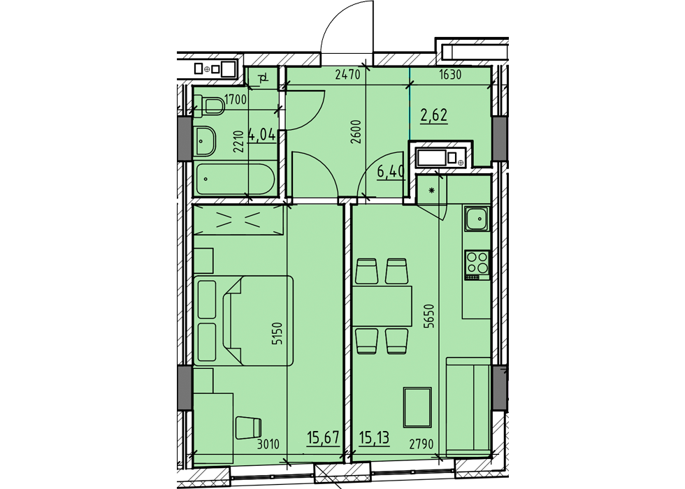 1-комнатная 43.86 м² в ЖК Topolis от 17 850 грн/м², Львов