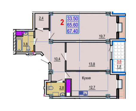 2-кімнатна 67.4 м² в ЖК Gaudi Hall від 17 500 грн/м², Харків