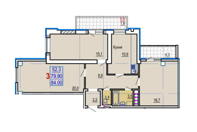3-кімнатна 84 м² в ЖК Gaudi Hall від 17 500 грн/м², Харків