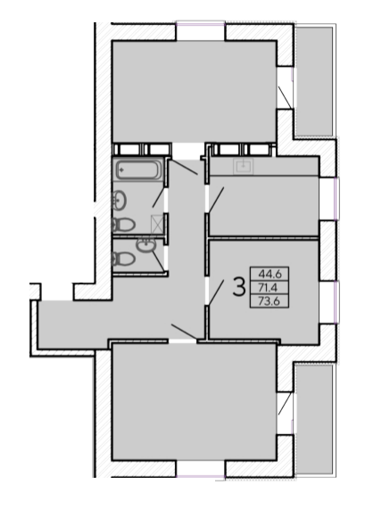 3-кімнатна 73.6 м² в ЖК ZerNova від 17 500 грн/м², Харків