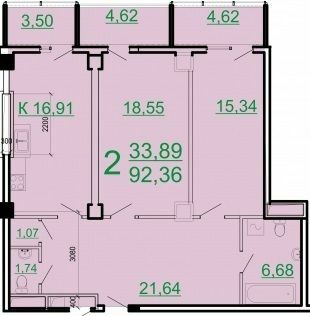 2-комнатная 92.36 м² в ЖК Аксиома от 22 450 грн/м², Харьков