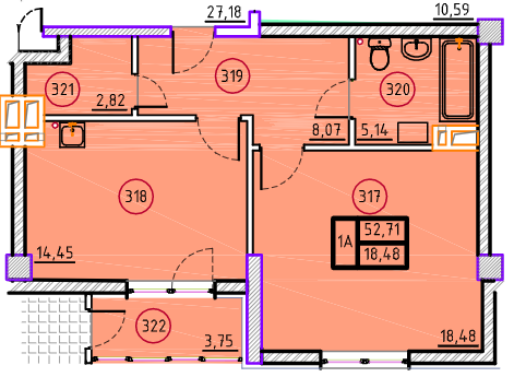 1-комнатная 52.71 м² в ЖК Дипломат от 60 350 грн/м², Харьков