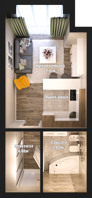 1-комнатная 30.49 м² в ЖК Bartolomeo Resort Town от 46 950 грн/м², Днепр