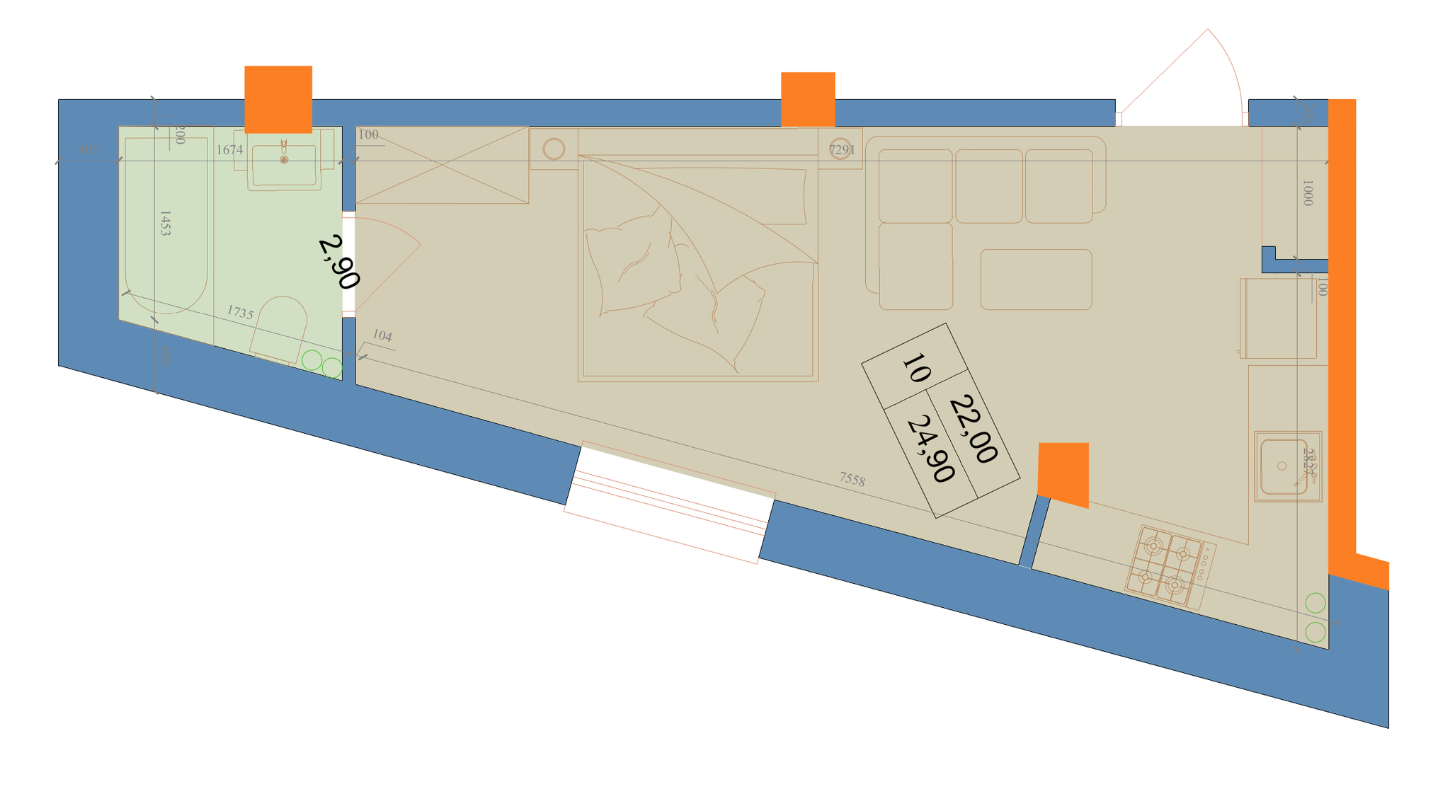 1-кімнатна 24.9 м² в ЖК Захисник від 28 750 грн/м², Харків