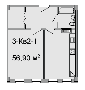 1-кімнатна 56.9 м² в ЖК Троїцький від 32 350 грн/м², Дніпро