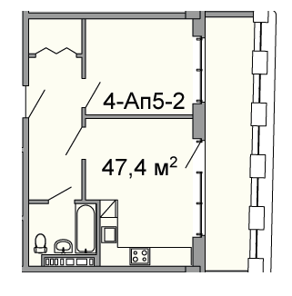 2-кімнатна 47.4 м² в ЖК Троїцький від 33 750 грн/м², Дніпро
