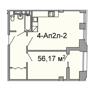 2-кімнатна 56.17 м² в ЖК Троїцький від 33 750 грн/м², Дніпро