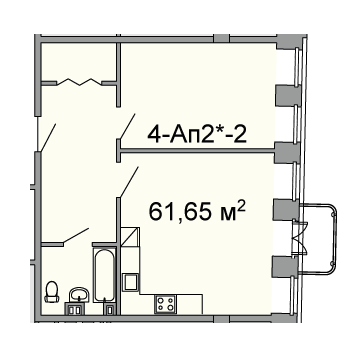 2-кімнатна 61.65 м² в ЖК Троїцький від 33 750 грн/м², Дніпро