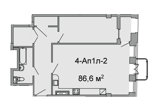 2-кімнатна 86.6 м² в ЖК Троїцький від 33 750 грн/м², Дніпро