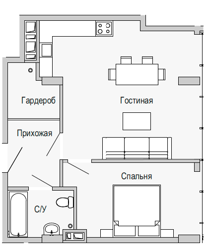 1-комнатная 56.51 м² в Апарт-комплекс Port City от застройщика, Днепр