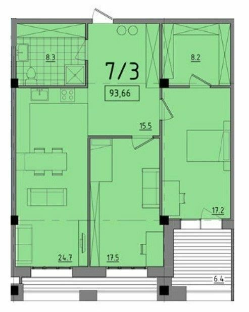 2-комнатная 93.66 м² в ЖК Comfort City от 26 150 грн/м², Днепр