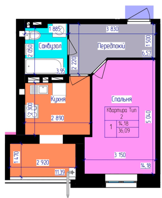 1-комнатная 36.09 м² в ЖК Лазурный от 17 000 грн/м², Харьков