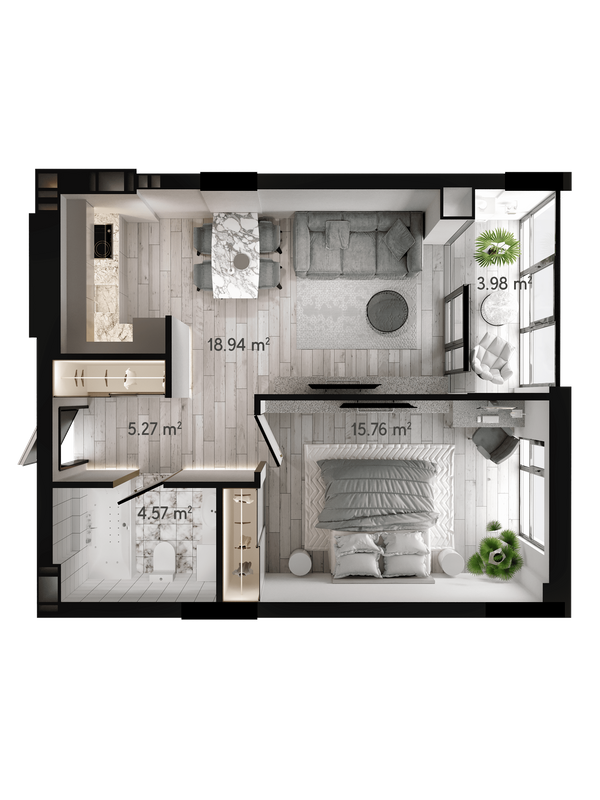 1-комнатная 49.33 м² в ЖК GENEVE от 21 500 грн/м², Днепр