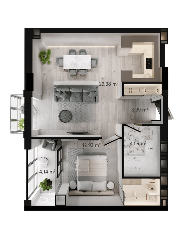 1-комнатная 55.83 м² в ЖК GENEVE от 22 500 грн/м², Днепр