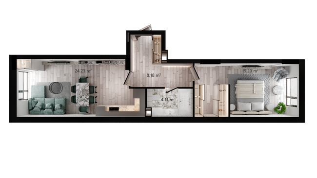 1-комнатная 55.86 м² в ЖК GENEVE от 22 500 грн/м², Днепр