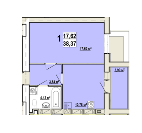 1-кімнатна 38.37 м² в ЖК Миру-2 від 12 000 грн/м², Харків