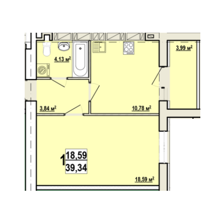 1-комнатная 39.34 м² в ЖК Мира-2 от 12 000 грн/м², Харьков
