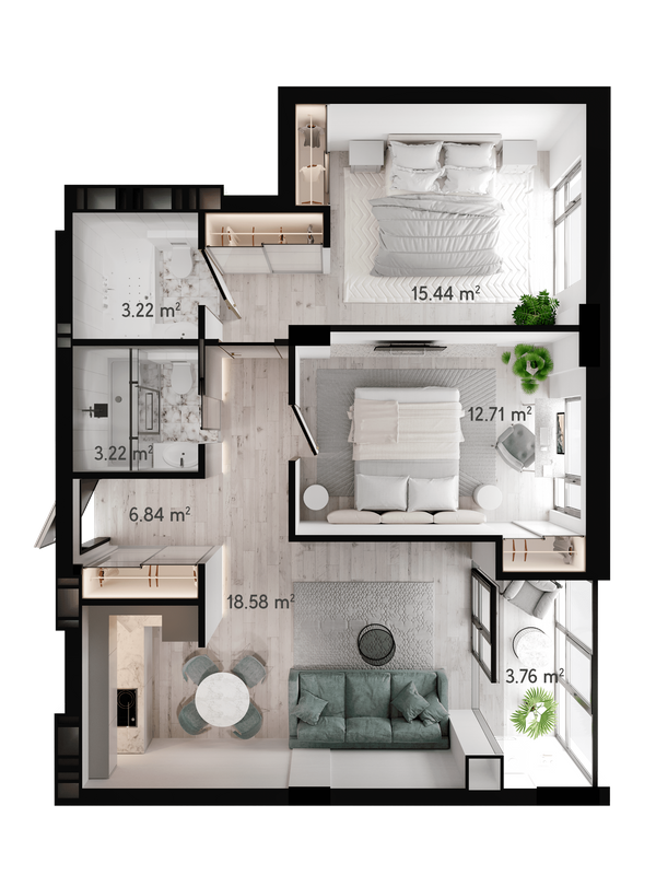 2-комнатная 65.52 м² в ЖК GENEVE от 22 500 грн/м², Днепр