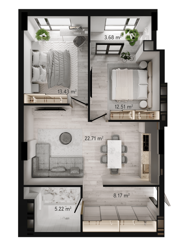 2-комнатная 67.04 м² в ЖК GENEVE от 22 500 грн/м², Днепр