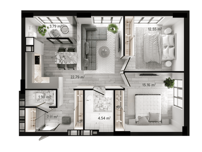 2-кімнатна 69.28 м² в ЖК GENEVE від 22 500 грн/м², Дніпро