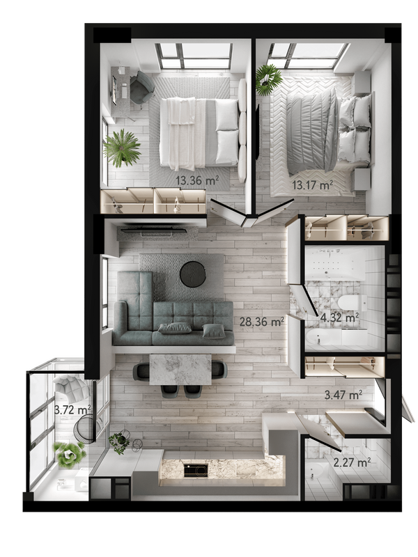 2-комнатная 69.95 м² в ЖК GENEVE от 22 500 грн/м², Днепр