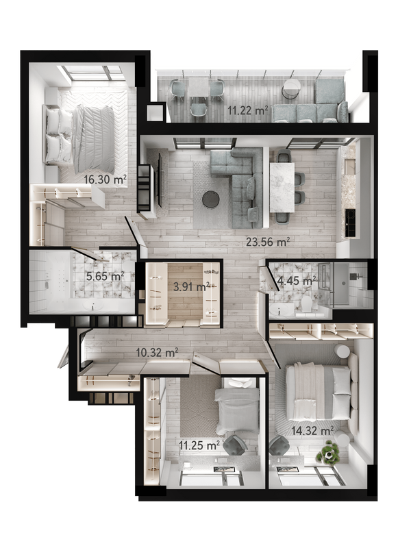 3-комнатная 94.67 м² в ЖК GENEVE от 23 500 грн/м², Днепр