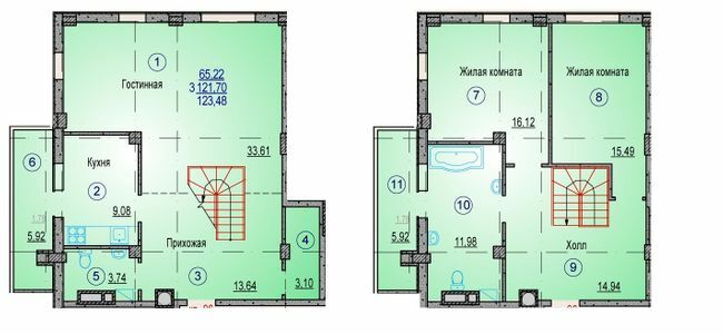 Дворівнева 123.48 м² в ЖК Одеський від забудовника, Харків