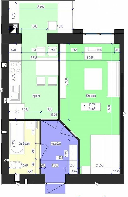 1-комнатная 41.68 м² в ЖК Олимпийский от 19 500 грн/м², Харьков