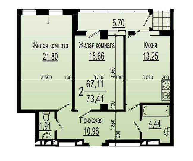 2-кімнатна 73.41 м² в ЖК Павловський квартал від 20 350 грн/м², Харків