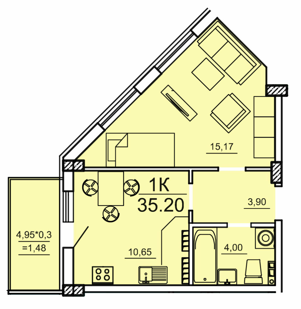1-кімнатна 35.2 м² в ЖК Олексіївський від 19 400 грн/м², Одеса