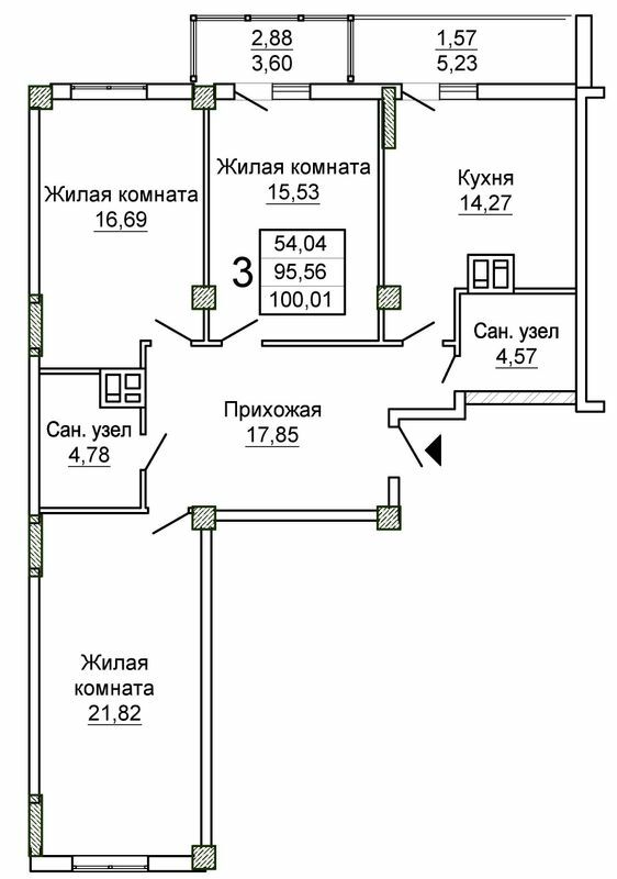 3-кімнатна 100.01 м² в ЖК Слобожанський квартал-2 від 11 550 грн/м², Харків