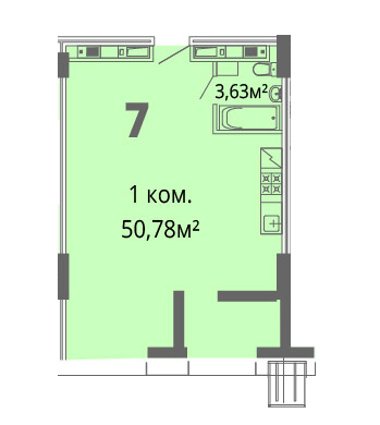 1-комнатная 50.78 м² в ЖК Грани от 26 200 грн/м², Днепр