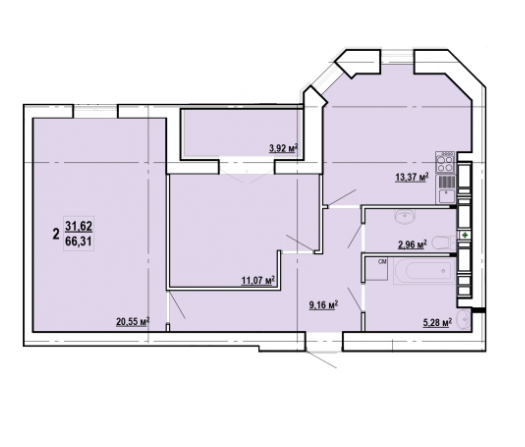2-комнатная 66.31 м² в ЖК Сокольники от 15 100 грн/м², Харьков