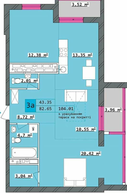 3-комнатная 104.01 м² в ЖК Столичный от 16 300 грн/м², Харьков