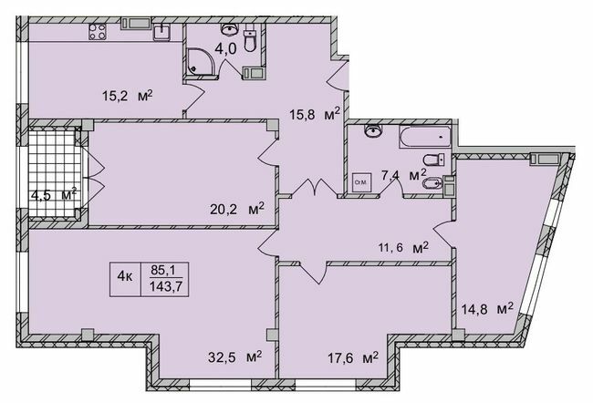 4-комнатная 143.7 м² в ЖК ТИТУЛ Дом на Пушкинской от 48 850 грн/м², Харьков