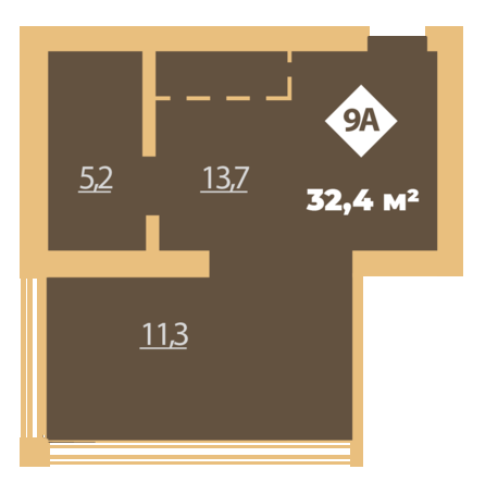 1-кімнатна 32.4 м² в КБ Міські сади від 19 700 грн/м², Харків