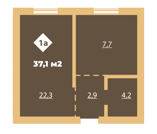 1-кімнатна 37.1 м² в КБ Міські сади від 19 700 грн/м², Харків