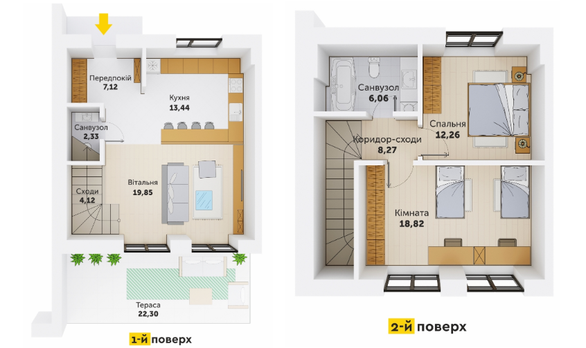 Таунхаус 92.27 м² в КГ Струмочок 2 от застройщика, с. Струмовка