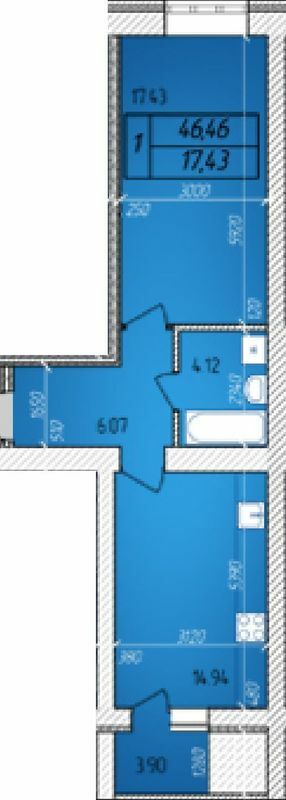 1-комнатная 46.46 м² в ЖК Avila от застройщика, Житомир