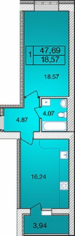 1-комнатная 47.69 м² в ЖК Avila от застройщика, Житомир