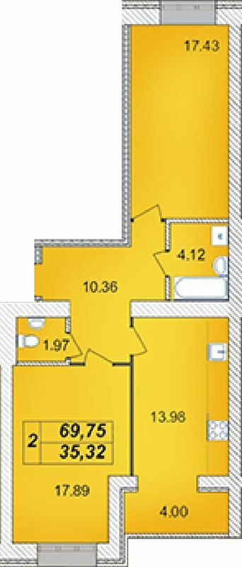 2-комнатная 69.75 м² в ЖК Avila от 16 000 грн/м², Житомир