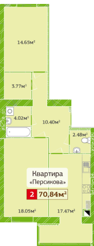 2-комнатная 70.84 м² в ЖК Полесье 2 от 14 500 грн/м², Житомир