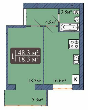 1-комнатная 48.3 м² в ЖК Мечта на Покровской от 14 000 грн/м², Житомир