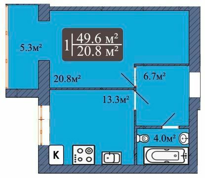 1-комнатная 49.6 м² в ЖК Мечта на Покровской от 14 000 грн/м², Житомир