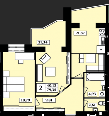 2-кімнатна 79.35 м² в ЖК Польський бульвар від 14 300 грн/м², Житомир