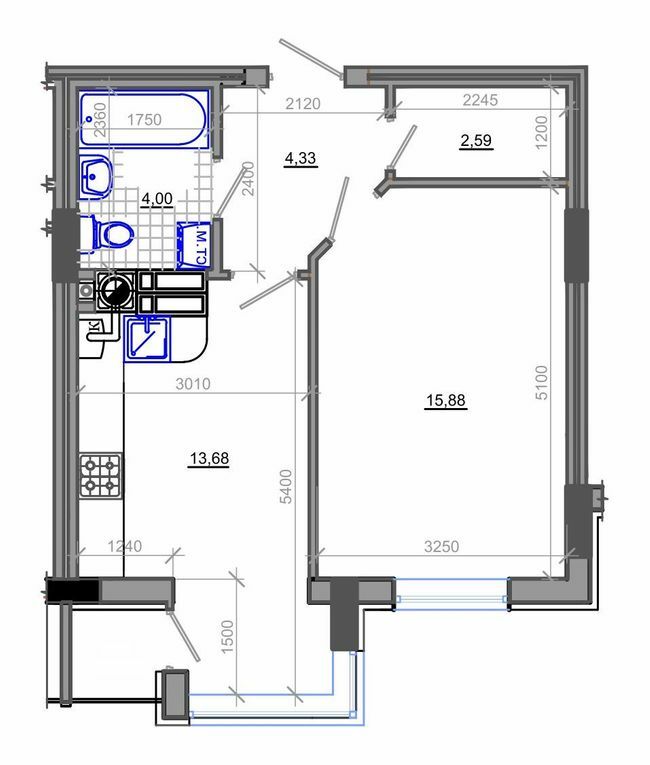1-комнатная 41.18 м² в ЖК Фаворит от 16 900 грн/м², Житомир