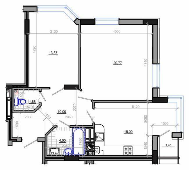 2-комнатная 66.22 м² в ЖК Фаворит от 17 400 грн/м², Житомир