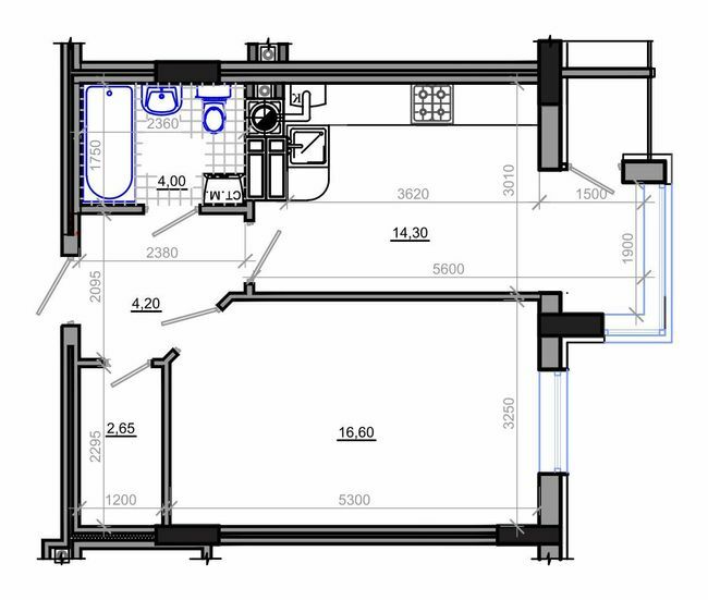 1-комнатная 42.45 м² в ЖК Фаворит от 16 900 грн/м², Житомир