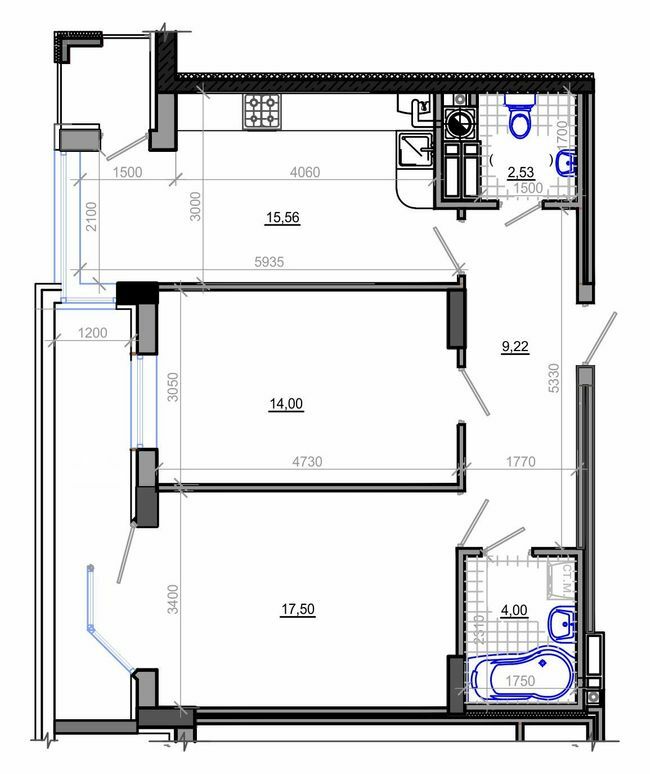 2-комнатная 65.21 м² в ЖК Фаворит от 17 400 грн/м², Житомир